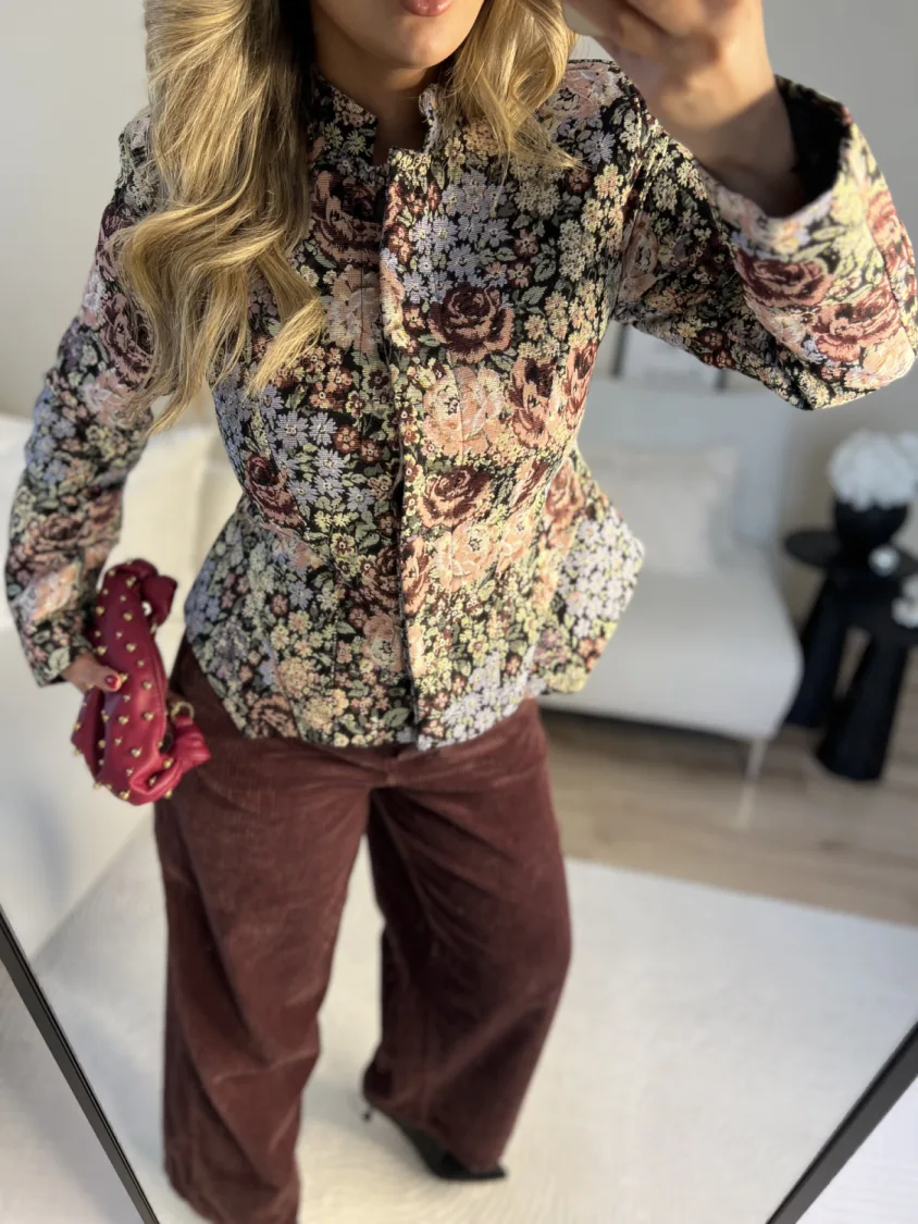 Renkli çiçekli vintage ceket 2