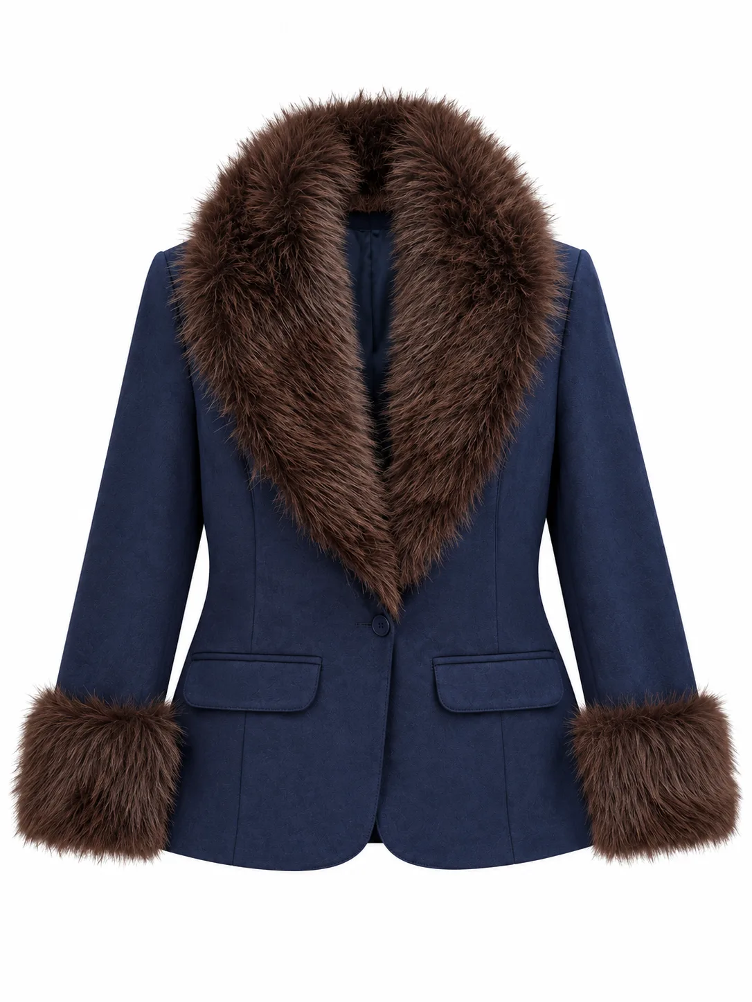 Kürk detaylı blazer ceket
