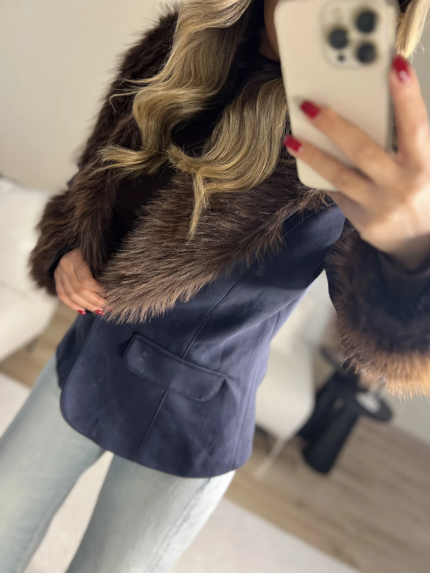 Kürk detaylı blazer ceket 3