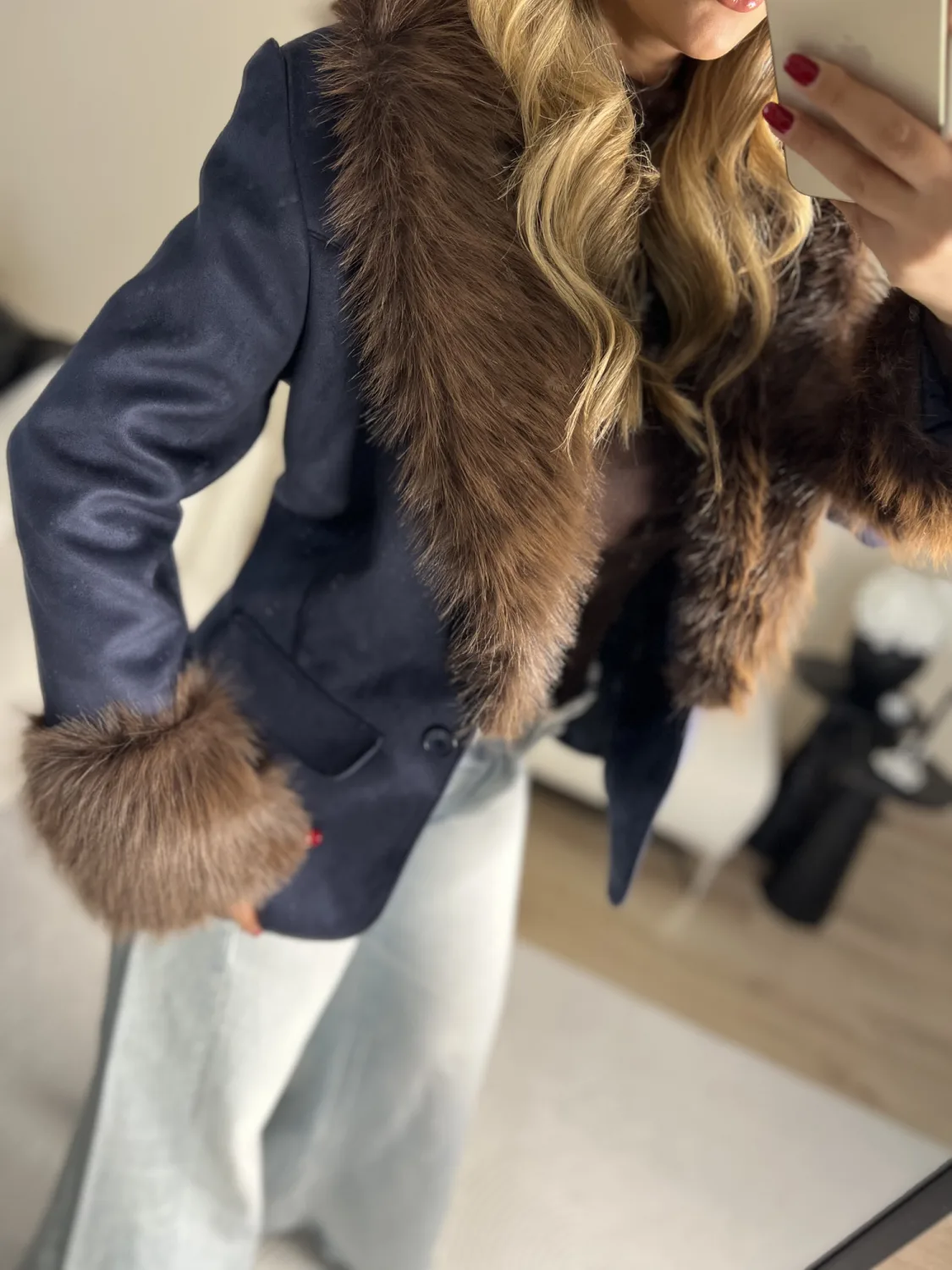 Kürk detaylı blazer ceket 4