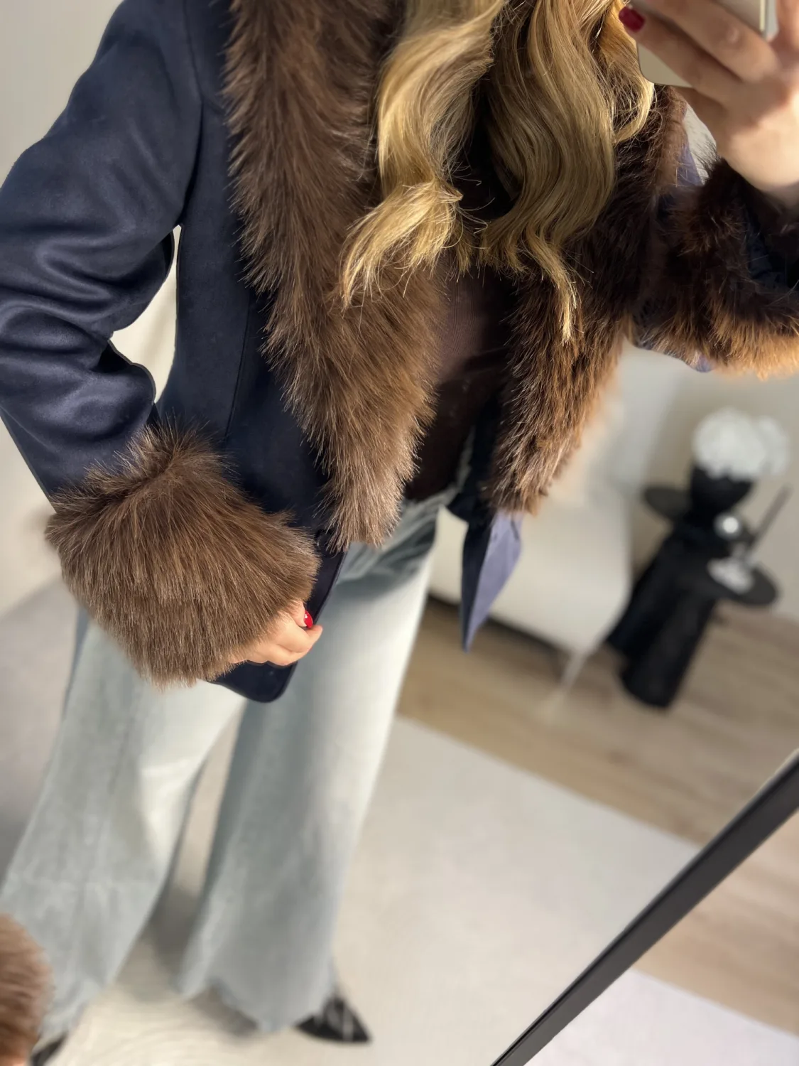 Kürk detaylı blazer ceket 6