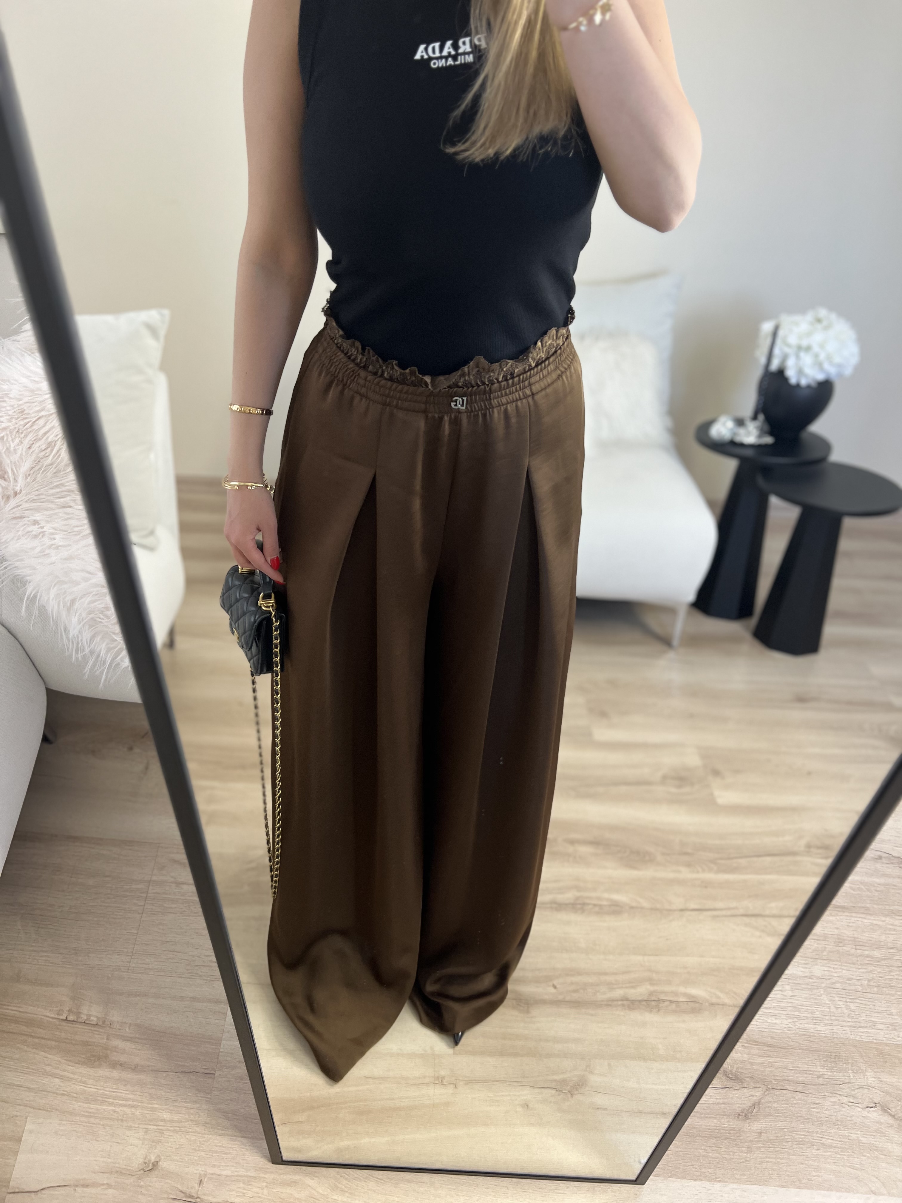 Premium saten dökümlü pantolon thumbnail 5