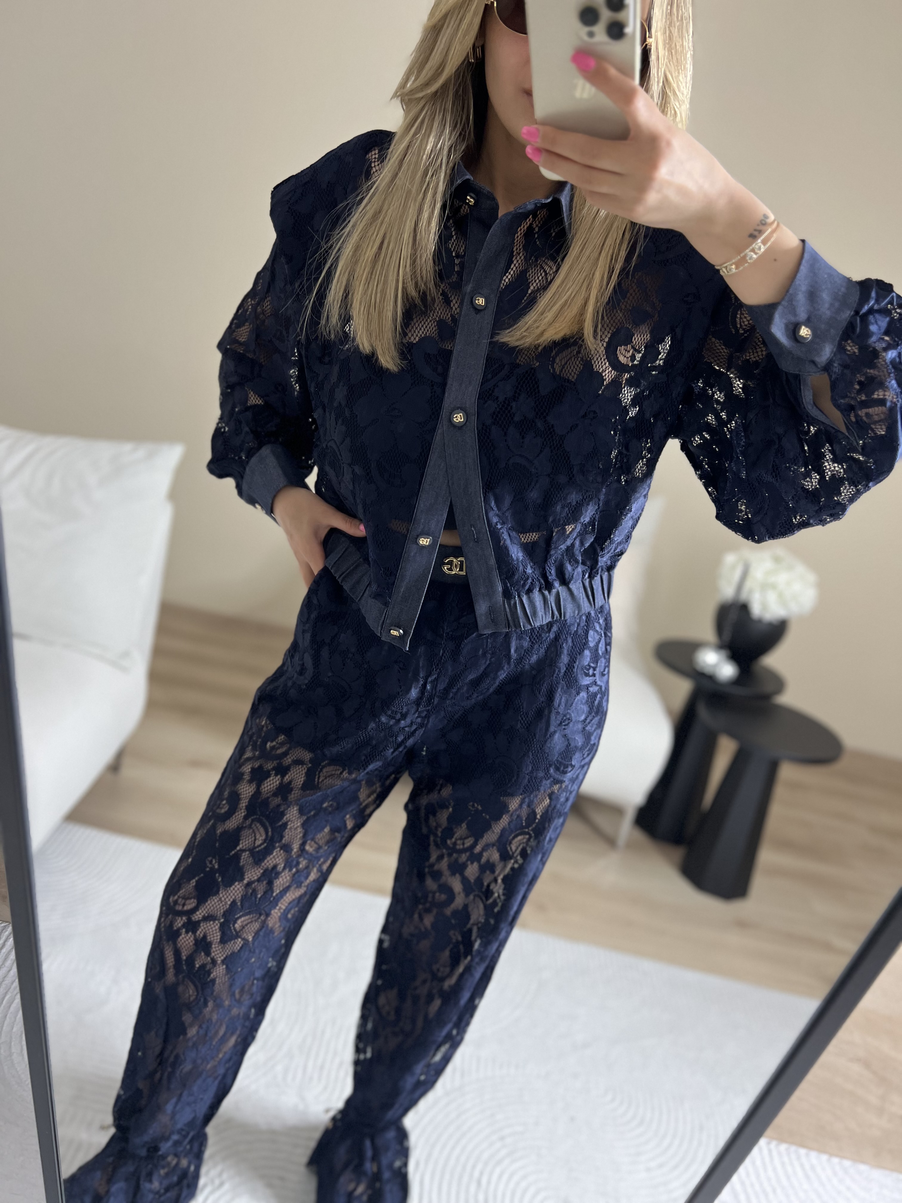 Premium Dantel pantolon gömlek takım thumbnail 1