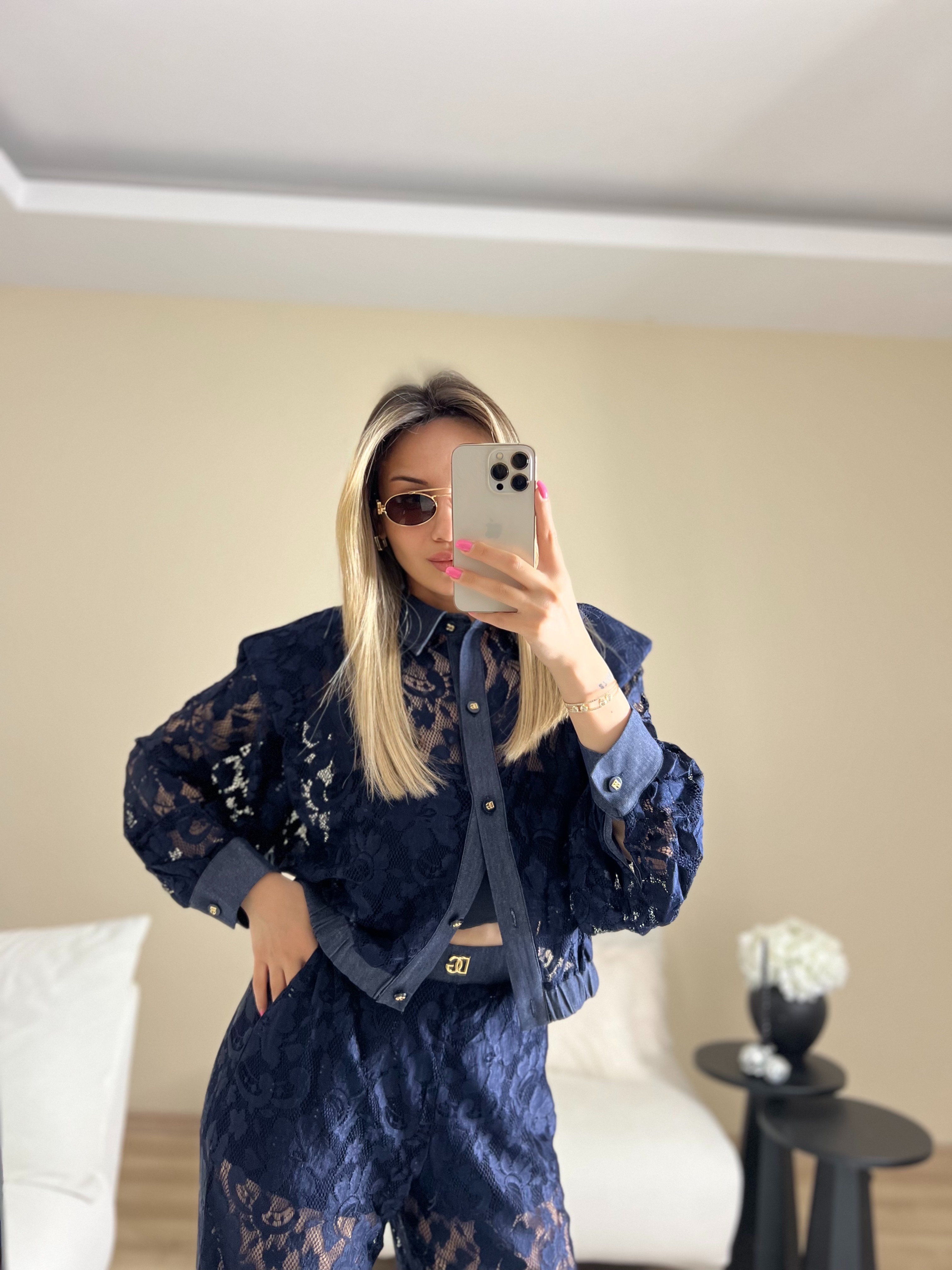 Premium Dantel pantolon gömlek takım thumbnail 2