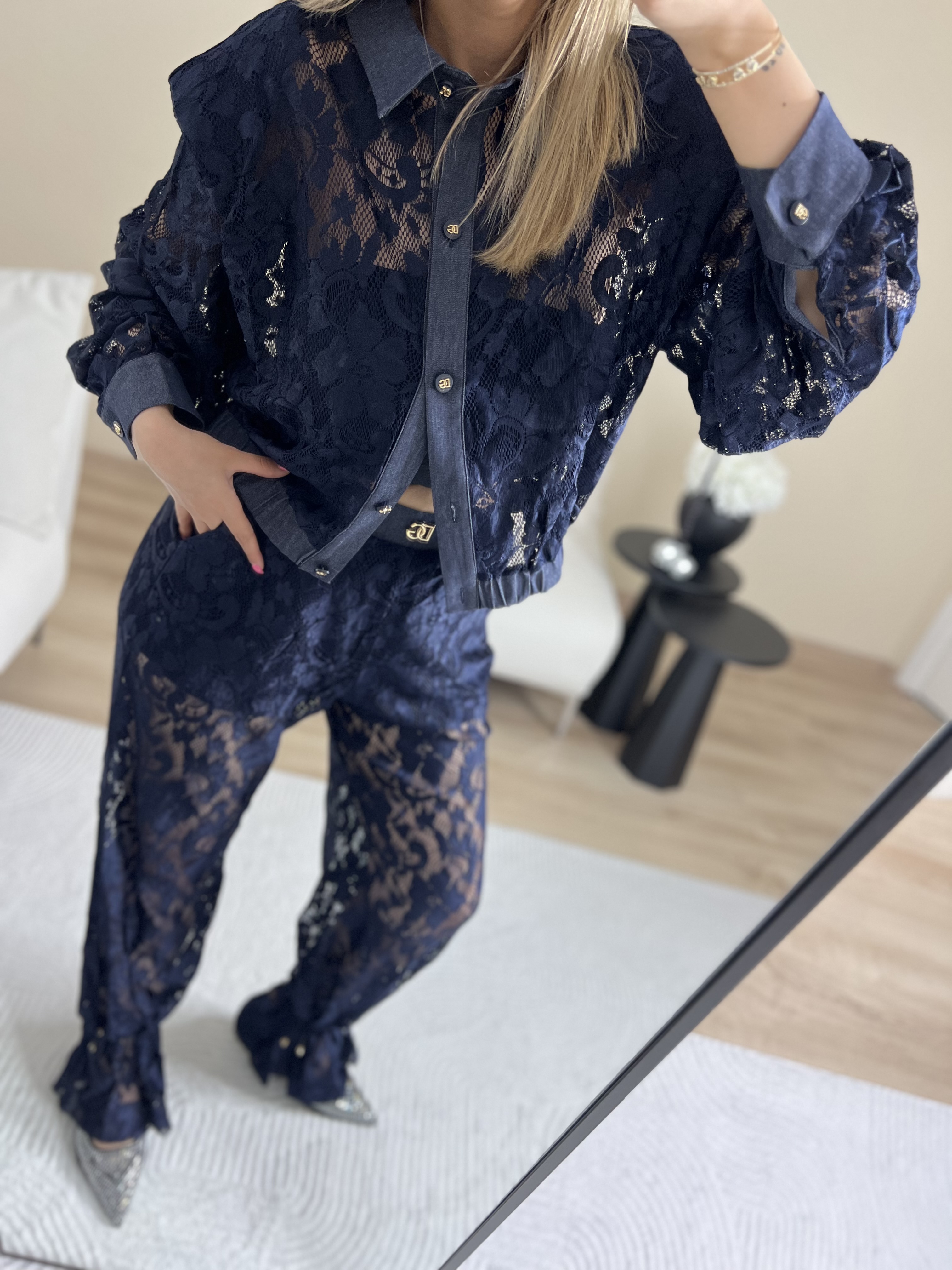 Premium Dantel pantolon gömlek takım thumbnail 6