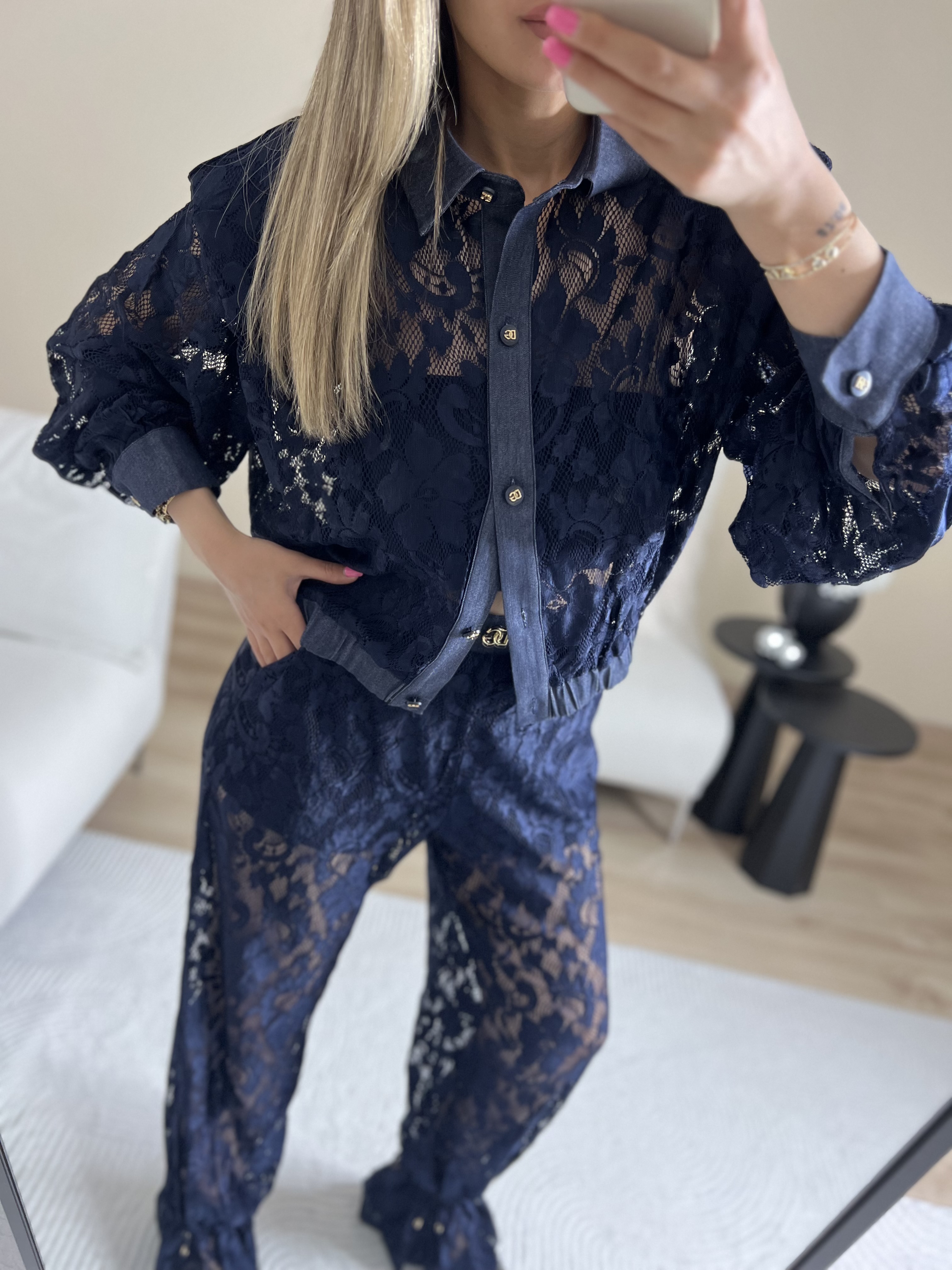 Premium Dantel pantolon gömlek takım thumbnail 7