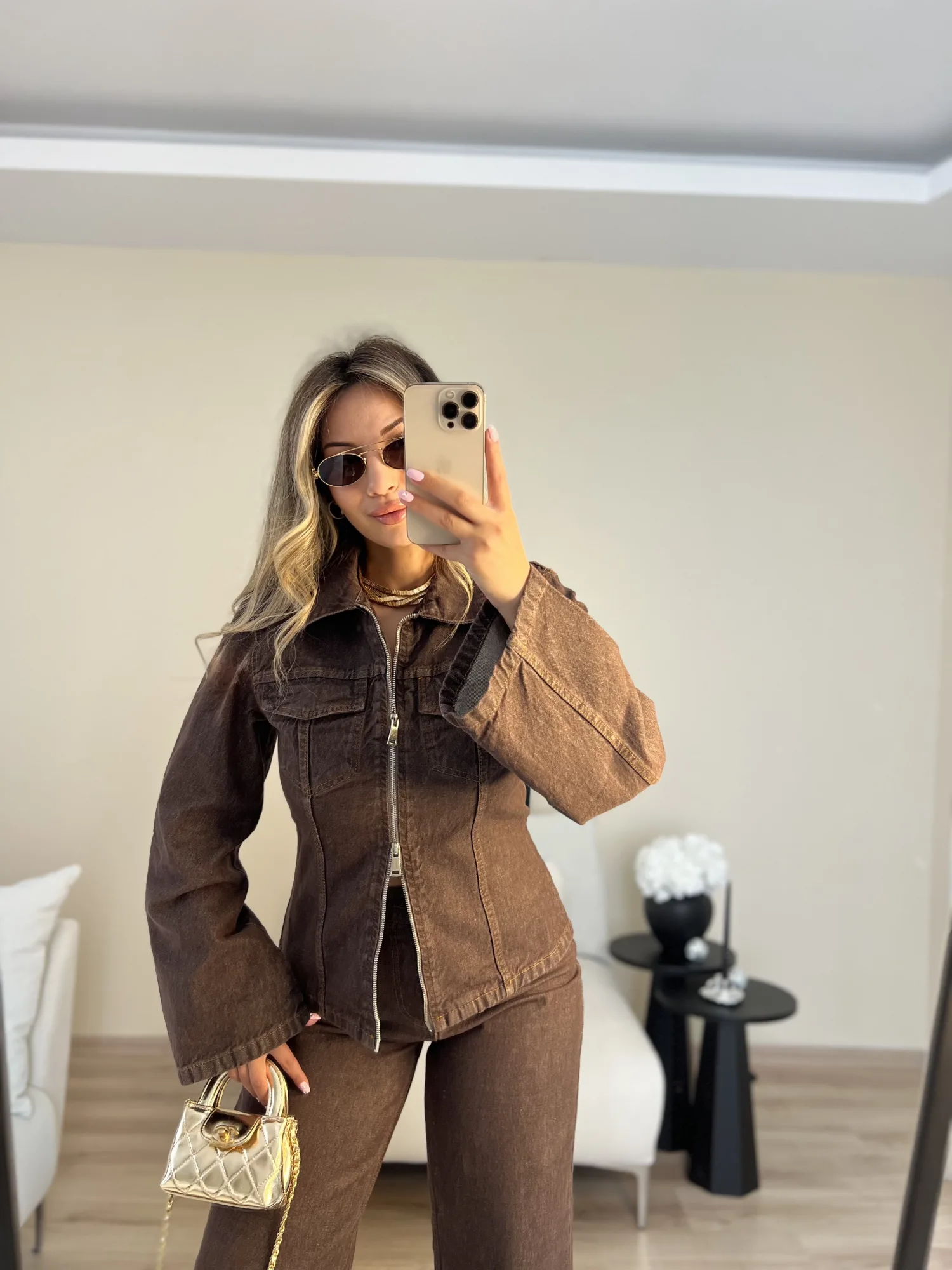 Fermuarlı ceket pantolon takım